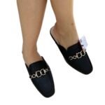 Leather Mule Loafers with Chain