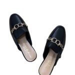 Leather Mule Loafers with Chain