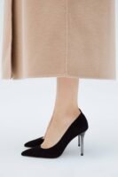 Suede Shoes with Metallic Heels
