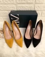 Suede Shoes with Metallic Heels