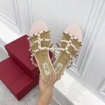 Valentino Rockstud Flat Calfskin Slide Sandal