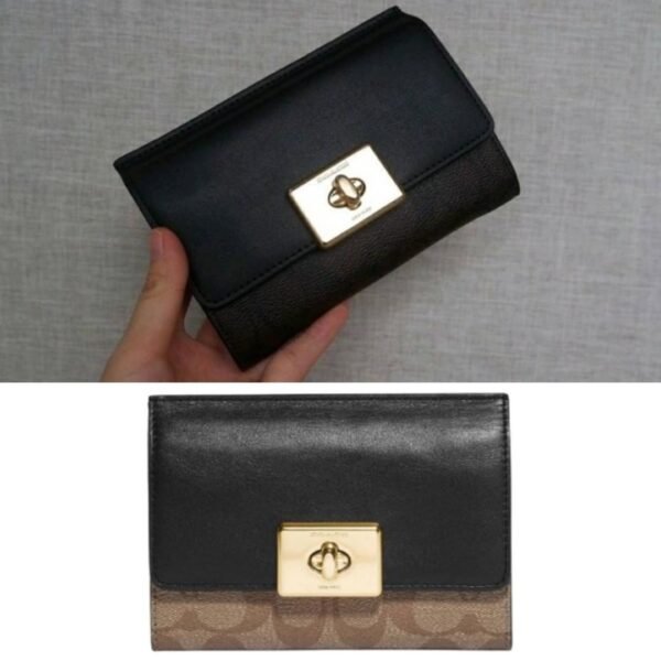 Coach Cassidy Turnlock Medium Wallet In Signature Canvas