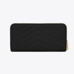 Yves Saint Laurent Monogram Zip Around Wallet Embossed Leather
