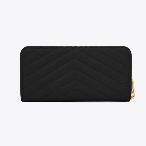 Yves Saint Laurent Monogram Zip Around Wallet Embossed Leather