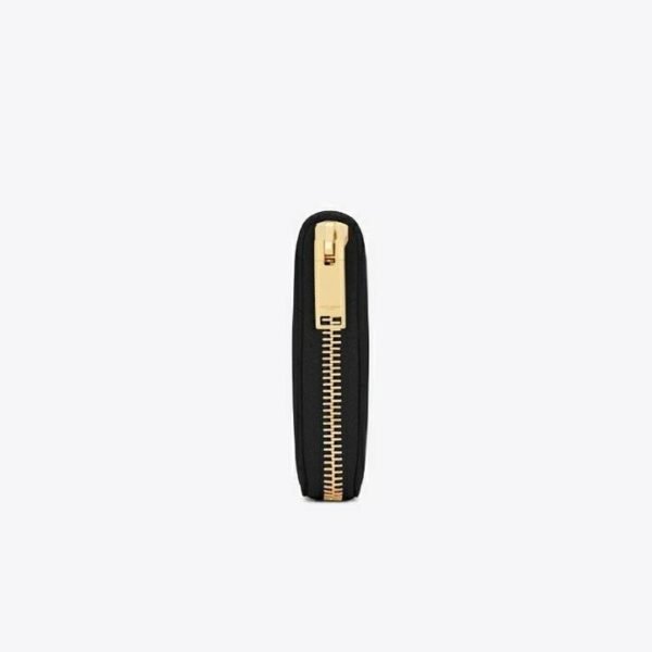 Yves Saint Laurent Monogram Zip Around Wallet Embossed Leather