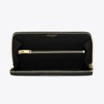 Yves Saint Laurent Monogram Zip Around Wallet Embossed Leather