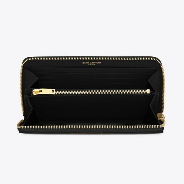 Yves Saint Laurent Monogram Zip Around Wallet Embossed Leather