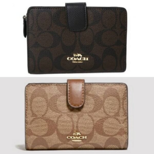 Coach Medium Corner Zip Wallet In Signature Canvas