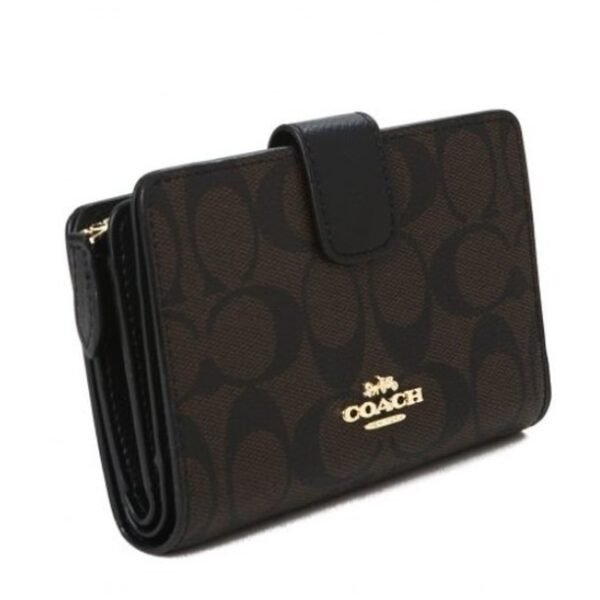 Coach Medium Corner Zip Wallet In Signature Canvas