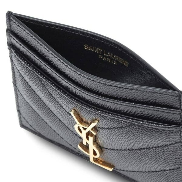 Yves Saint Laurent Monogram Card Case Embossed Leather