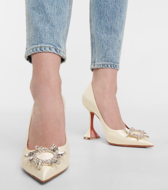 Amina Muaddi Begum Embellished Satin Pump