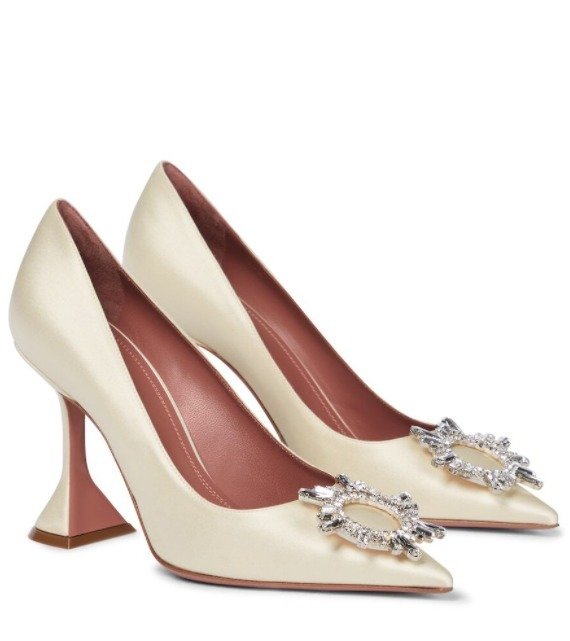 Amina Muaddi Begum Embellished Satin Pump