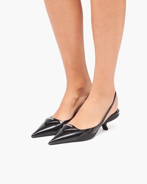 Prada Brushed leather slingback pump