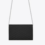 Yves Saint Laurent Monogram Chain Wallet Embossed Leather