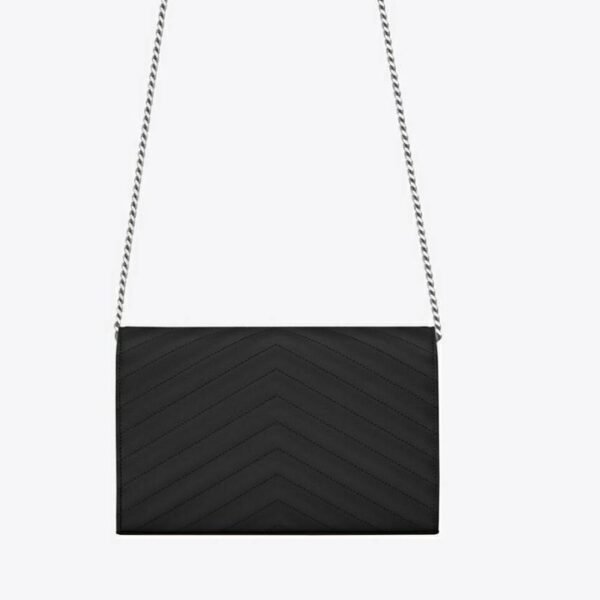 Yves Saint Laurent Monogram Chain Wallet Embossed Leather