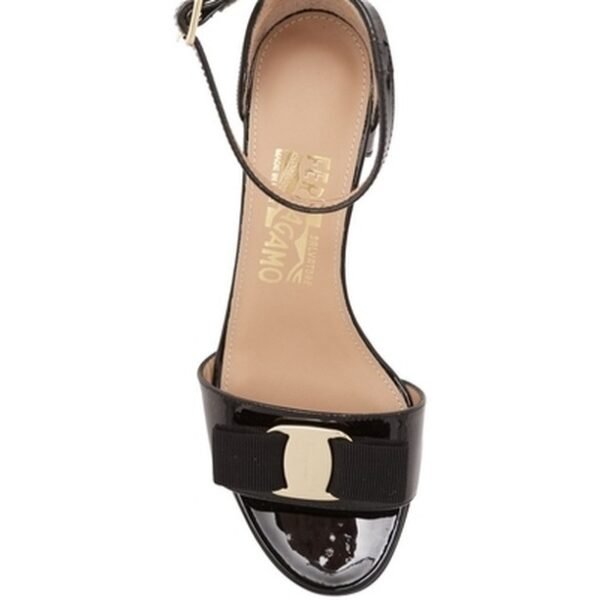 Salvatore Ferragamo Gavina Vara Bow Ankle Strap Patent Sandals