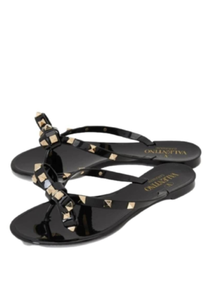 Valentino Rockstud Thong Jelly Bow Sandals