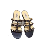 Valentino Rockstud Flat Calfskin Slide Sandal