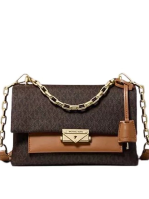 Michael Kors Cece Medium Logo and Leather Shoulder Bag
