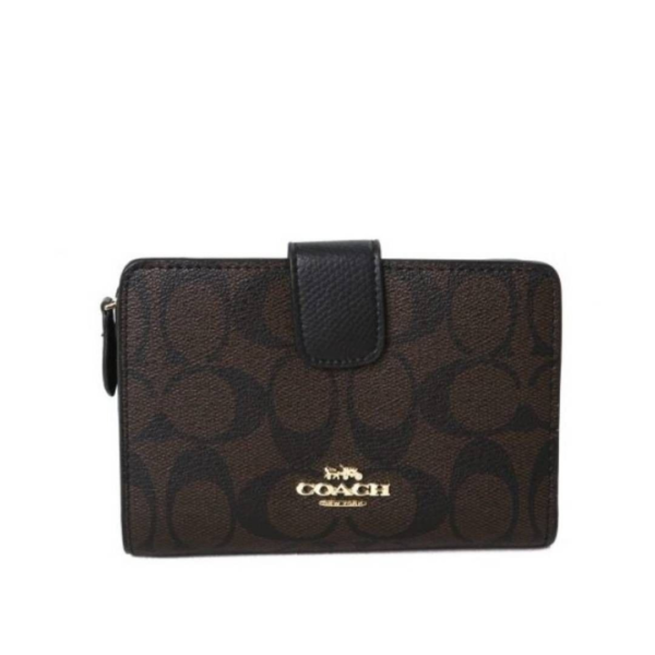 Coach Medium Corner Zip Wallet In Signature Canvas