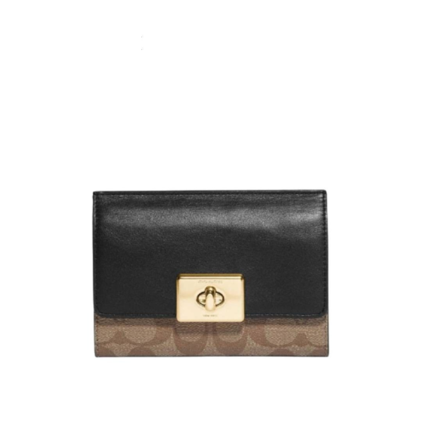 Coach Cassidy Turnlock Medium Wallet In Signature Canvas