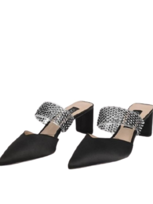 Embellished Strap Mules