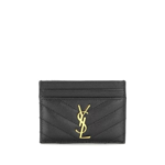 Yves Saint Laurent Monogram Card Case Embossed Leather