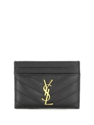 Yves Saint Laurent Monogram Card Case Embossed Leather