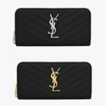 Yves Saint Laurent Monogram Zip Around Wallet Embossed Leather