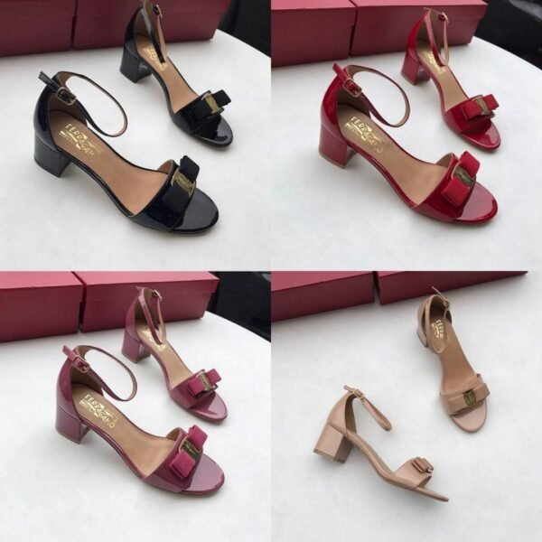 Salvatore Ferragamo Gavina Vara Bow Ankle Strap Patent Sandals