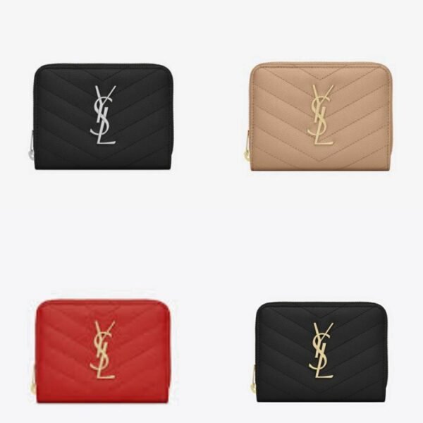 Yves Saint Laurent Monogram Compact Zip Around Wallet
