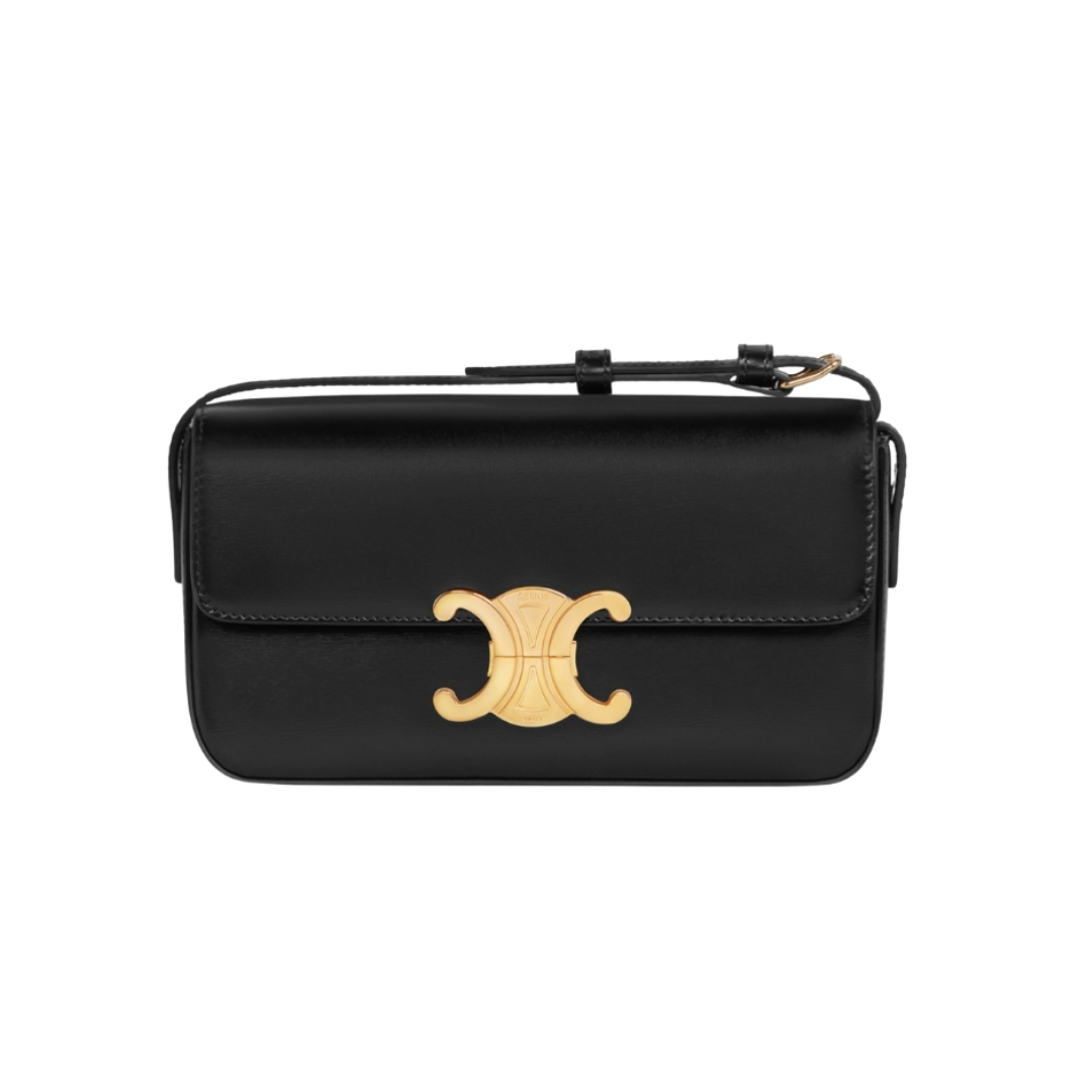 Celine Triomphe Shoulder Bag In Shiny Calfskin