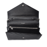 Yves Saint Laurent Envelope Monogram Chain Wallet Embossed Leather WOC