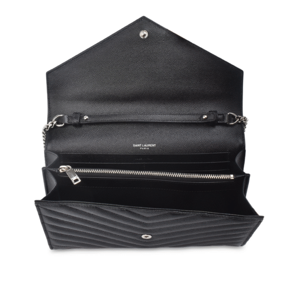Yves Saint Laurent Envelope Monogram Chain Wallet Embossed Leather WOC