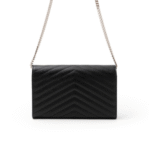 Yves Saint Laurent Envelope Monogram Chain Wallet Embossed Leather WOC