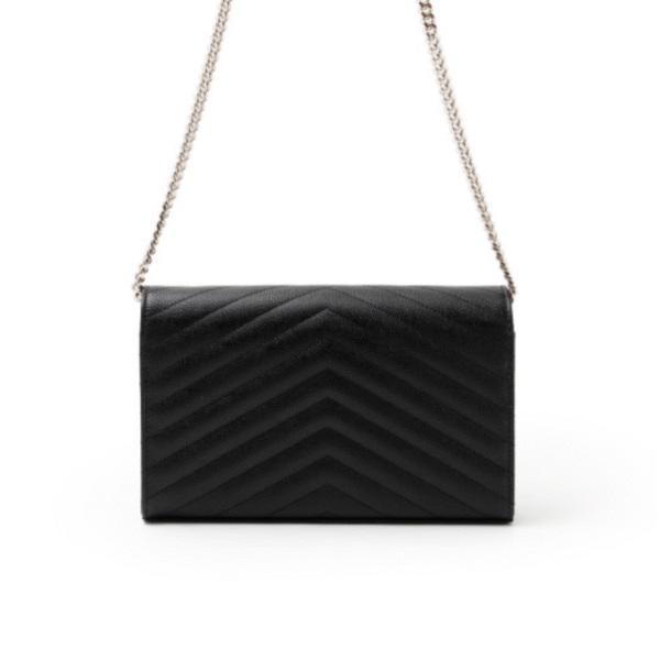 Yves Saint Laurent Envelope Monogram Chain Wallet Embossed Leather WOC