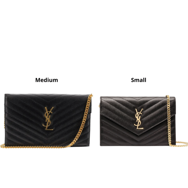 Yves Saint Laurent Envelope Monogram Chain Wallet Embossed Leather WOC