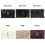 Yves Saint Laurent Envelope Monogram Chain Wallet Embossed Leather WOC