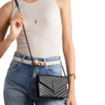 Yves Saint Laurent Envelope Monogram Chain Wallet Embossed Leather WOC