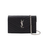 Yves Saint Laurent Envelope Monogram Chain Wallet Embossed Leather WOC