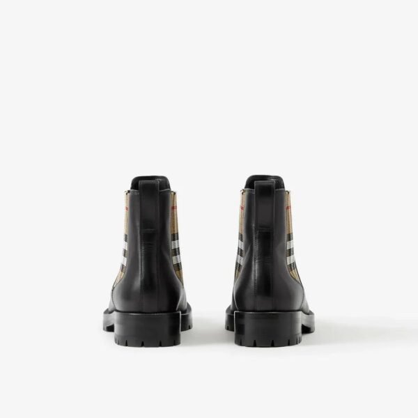 Burberry Vintage Check Detail Leather Chelsea Boots