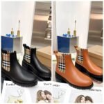 Burberry Vintage Check Detail Leather Chelsea Boots