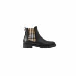 Burberry Vintage Check Detail Leather Chelsea Boots