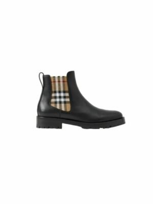 Burberry Vintage Check Detail Leather Chelsea Boots