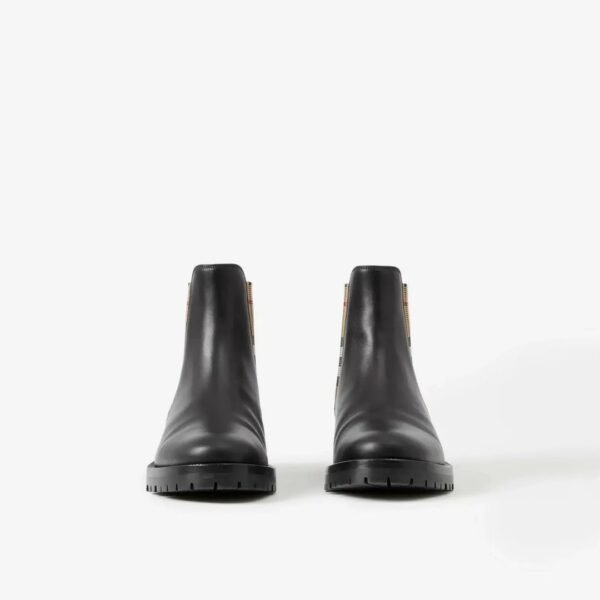 Burberry Vintage Check Detail Leather Chelsea Boots