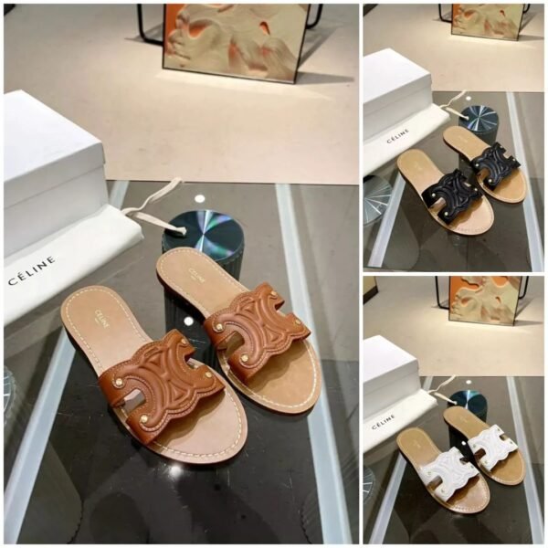 Celine Triomphe Mule In Calfskin
