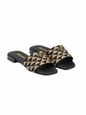 Prada Embroidered Fabric Slides