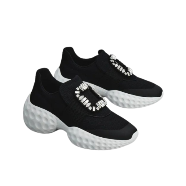 Roger Vivier Viv' Run Light Strass Buckle Sneakers in Fabrics