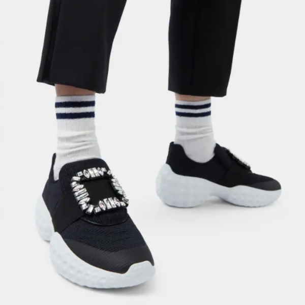 Roger Vivier Viv' Run Light Strass Buckle Sneakers in Fabrics