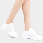 Roger Vivier Viv' Skate Strass Buckle Sneakers in Soft Leather